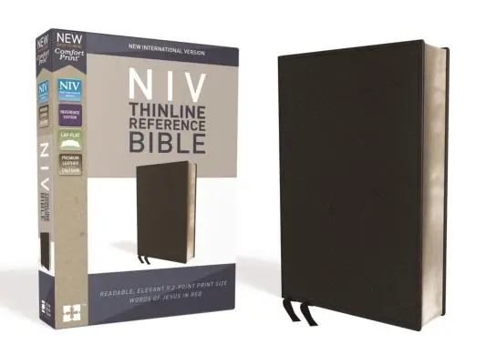 NVI, Biblia de consulta, Piel de primera calidad, Negra, Edición con letras rojas, Impresión confort - NIV, Thinline Reference Bible, Premium Bonded Leather, Black, Red Letter Edition, Comfort Print