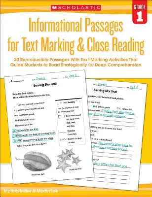 Pasajes informativos para el marcado de texto y la lectura detallada: Grado 1: 20 pasajes reproducibles con actividades de marcado de texto que guían a los estudiantes a leer con detenimiento. - Informational Passages for Text Marking & Close Reading: Grade 1: 20 Reproducible Passages with Text-Marking Activities That Guide Students to Read St