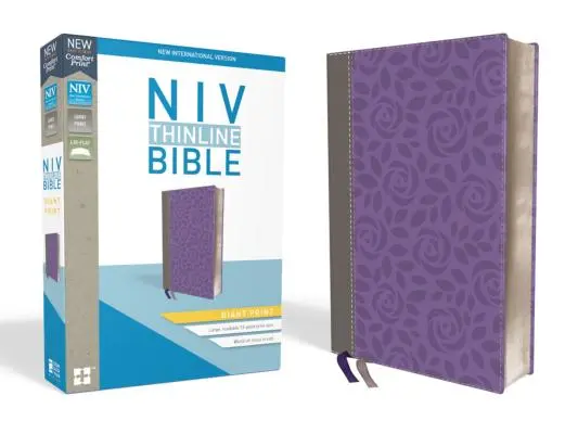 NVI, Biblia Thinline, Impresión gigante, Imitación cuero, Gris/Morado, Edición letra roja - NIV, Thinline Bible, Giant Print, Imitation Leather, Gray/Purple, Red Letter Edition