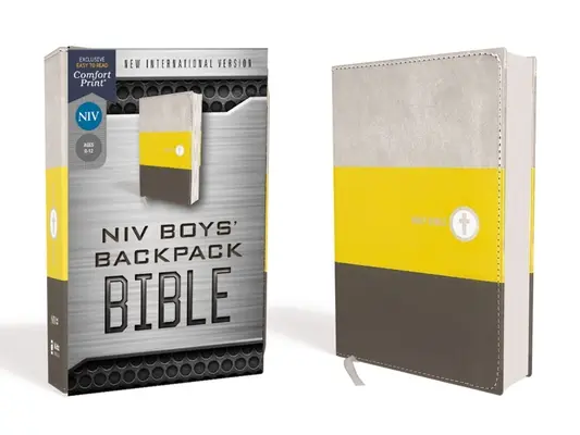 Niv, Biblia mochila para niños, Compacta, Piel suave, Amarillo/Gris, Edición Letras rojas, Impresión confort - Niv, Boys' Backpack Bible, Compact, Leathersoft, Yellow/Gray, Red Letter Edition, Comfort Print