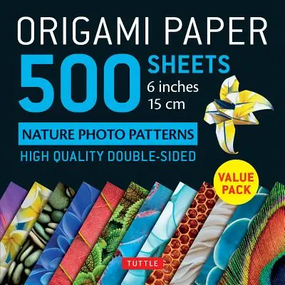 Papel Origami 500 Hojas Nature Photo Patterns 6 (15 CM): Papel Origami Tuttle: Hojas de origami de alta calidad impresas por las dos caras con 12 diseños diferentes. - Origami Paper 500 Sheets Nature Photo Patterns 6 (15 CM): Tuttle Origami Paper: High-Quality Double-Sided Origami Sheets Printed with 12 Different Des