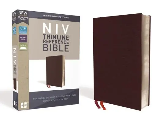 NVI, Biblia de consulta de línea delgada, cuero aglomerado, burdeos, edición con letras rojas, cómoda impresión - NIV, Thinline Reference Bible, Bonded Leather, Burgundy, Red Letter Edition, Comfort Print