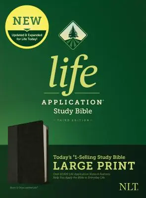 NLT Biblia de Estudio de Aplicación de la Vida, Tercera Edición, Letra Grande (Símil Piel, Negro/Onix) - NLT Life Application Study Bible, Third Edition, Large Print (Leatherlike, Black/Onyx)