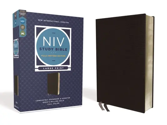 Biblia de estudio NVI, Edición Completamente Revisada, Tapa dura, Letra roja, Impresión confort - NIV Study Bible, Fully Revised Edition, Large Print, Bonded Leather, Black, Red Letter, Comfort Print