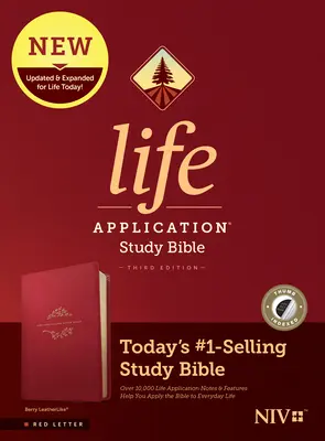 Biblia de Estudio de Aplicación de la Vida NVI, Tercera Edición (Letra Roja, Símil Piel, Berry, Indexada) - NIV Life Application Study Bible, Third Edition (Red Letter, Leatherlike, Berry, Indexed)