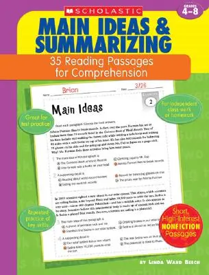 35 Pasajes de lectura para la comprensión: Ideas principales y resumen: 35 Pasajes de lectura para la comprensión - 35 Reading Passages for Comprehension: Main Ideas & Summarizing: 35 Reading Passages for Comprehension