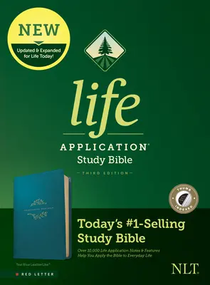 NLT Biblia de estudio de aplicación de la vida, tercera edición (Letra roja, símil cuero, azul turquesa, indexada) - NLT Life Application Study Bible, Third Edition (Red Letter, Leatherlike, Teal Blue, Indexed)