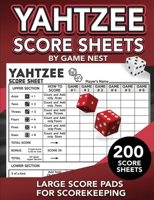 Hojas de puntuación Yahtzee: 200 blocs de notas grandes para puntuar - 8.5 x 11 Yahtzee Score Cards - Yahtzee Score Sheets: 200 Large Score Pads for Scorekeeping 8.5 x 11 Yahtzee Score Cards