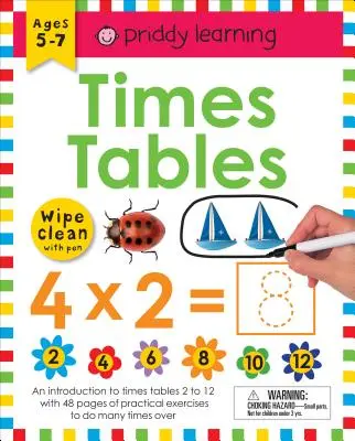 Libro de ejercicios Wipe Clean: Tablas de multiplicar (encuadernado en espiral): A partir de 6 años; Wipe-Clean con bolígrafo y fichas - Wipe Clean Workbook: Times Tables (Enclosed Spiral Binding): Ages 6+; Wipe-Clean with Pen & Flash Cards