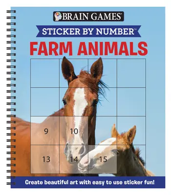 Juegos de ingenio - Sticker by Number: Animales de la granja (Fácil - Pegatinas cuadradas): ¡Crea hermosas obras de arte con divertidas pegatinas fáciles de usar! - Brain Games - Sticker by Number: Farm Animals (Easy - Square Stickers): Create Beautiful Art with Easy to Use Sticker Fun!