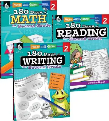 180 días de lectura, escritura y matemáticas para segundo grado - Juego de 3 libros - 180 Days of Reading, Writing and Math for Second Grade 3-Book Set