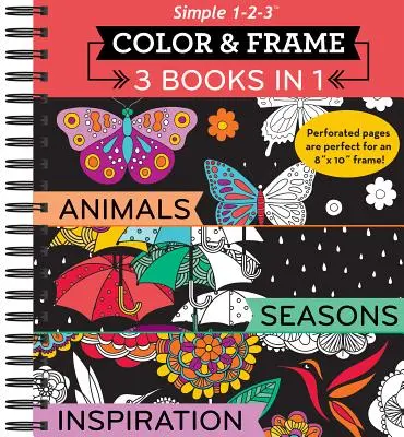 Color & Frame - 3 Libros en 1 - Animales, Estaciones, Inspiración (Libro para colorear) - Color & Frame - 3 Books in 1 - Animals, Seasons, Inspiration (Adult Coloring Book)