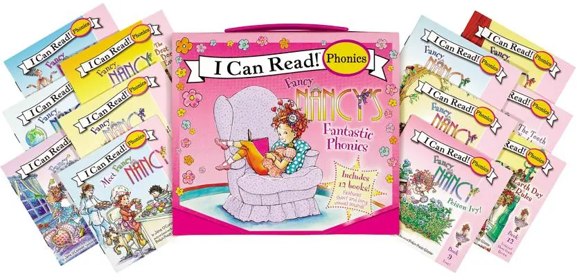 12 libros de Fancy Nancy para divertirse con la fonética: Incluye 12 minilibros con sonidos de vocales cortas y largas. - Fancy Nancy's 12-Book Fantastic Phonics Fun!: Includes 12 Mini-Books Featuring Short and Long Vowel Sounds