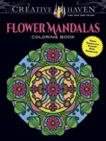 Creative Haven Mandalas de flores para colorear: Impresionantes diseños sobre un dramático fondo negro - Creative Haven Flower Mandalas Coloring Book: Stunning Designs on a Dramatic Black Background