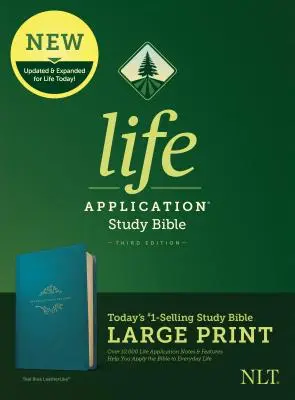 NLT Biblia de estudio de aplicación de la vida, tercera edición, letra grande (símil cuero, azul turquesa) - NLT Life Application Study Bible, Third Edition, Large Print (Leatherlike, Teal Blue)