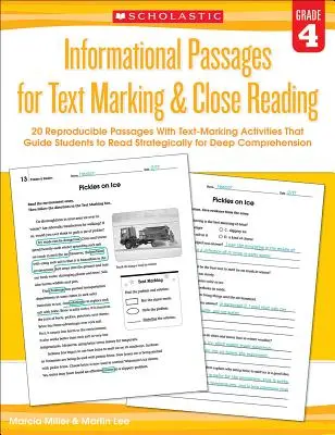 Pasajes informativos para el marcado de texto y la lectura detallada: Grado 4: 20 pasajes reproducibles con actividades de marcación de texto que guían a los estudiantes a leer mejor. - Informational Passages for Text Marking & Close Reading: Grade 4: 20 Reproducible Passages with Text-Marking Activities That Guide Students to Read St