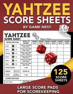 Hojas de puntuación Yahtzee: 125 blocs grandes para anotar las puntuaciones 8.5 x 11 Yahtzee Score Cards - Yahtzee Score Sheets: 125 Large Score Pads for Scorekeeping 8.5 x 11 Yahtzee Score Cards