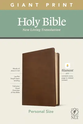 Biblia NLT Personal Size Giant Print, Filament Enabled Edition (Letra roja, símil piel, marrón rústico) - NLT Personal Size Giant Print Bible, Filament Enabled Edition (Red Letter, Leatherlike, Rustic Brown)