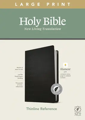 Biblia de consulta NLT de letra grande y línea delgada, edición con filamento (Letra roja, símil piel, negra, indexada) - NLT Large Print Thinline Reference Bible, Filament Enabled Edition (Red Letter, Leatherlike, Black, Indexed)