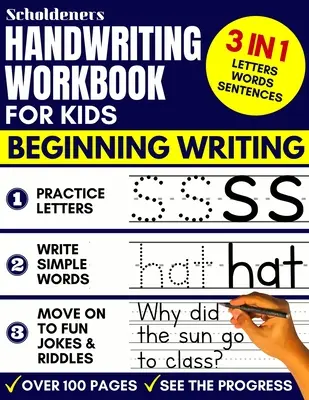 Cuaderno de ejercicios de escritura a mano para niños: Libro de práctica de escritura 3 en 1 para dominar letras, palabras y oraciones - Handwriting Workbook for Kids: 3-in-1 Writing Practice Book to Master Letters, Words & Sentences
