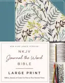 NKJV, Biblia Diario de la Palabra, Letra Grande, Tela Floral Azul, Edición Letra Roja: Reflexiona, escribe en tu diario o crea arte junto a tus versículos favoritos - NKJV, Journal the Word Bible, Large Print, Blue Floral Cloth, Red Letter Edition: Reflect, Journal, or Create Art Next to Your Favorite Verses