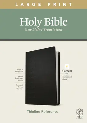 NLT Biblia de consulta en tamaño grande, Edición con filamento (Letra roja, Símil piel, Negra) - NLT Large Print Thinline Reference Bible, Filament Enabled Edition (Red Letter, Leatherlike, Black)