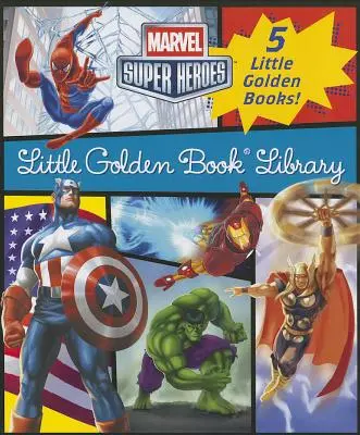 Biblioteca Pequeño Libro Dorado Marvel (Marvel Super Heroes): Spider-Man; Hulk; Iron Man; Capitán América; Los Vengadores - Marvel Little Golden Book Library (Marvel Super Heroes): Spider-Man; Hulk; Iron Man; Captain America; The Avengers