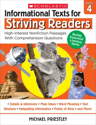 Textos informativos para lectores que se esfuerzan: Grado 4: Pasajes de no ficción de alto interés con preguntas de comprensión - Informational Texts for Striving Readers: Grade 4: High-Interest Nonfiction Passages with Comprehension Questions