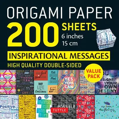 Papel Origami 200 Hojas Mensajes Inspiradores 6 (15 CM): Papel Origami Tuttle: Hojas de origami de alta calidad impresas por las dos caras con 12 de - Origami Paper 200 Sheets Inspirational Messages 6 (15 CM): Tuttle Origami Paper: High-Quality Double Sided Origami Sheets Printed with 12 Different De