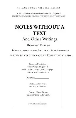 Notas sin texto y otros escritos - Notes Without a Text and Other Writings