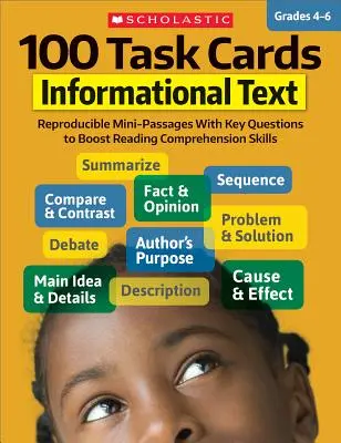 100 tarjetas de tareas: Texto informativo: Minipasajes reproducibles con preguntas clave para mejorar la comprensión lectora - 100 Task Cards: Informational Text: Reproducible Mini-Passages with Key Questions to Boost Reading Comprehension Skills