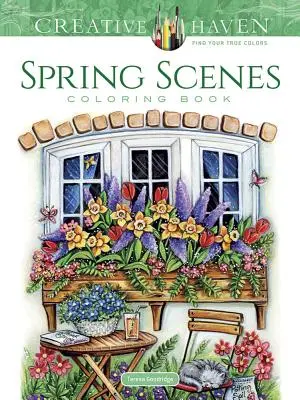 Libro para colorear de Creative Haven Escenas de primavera - Creative Haven Spring Scenes Coloring Book