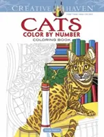 Creative Haven Gatos Colorear por Número Libro para Colorear - Creative Haven Cats Color by Number Coloring Book