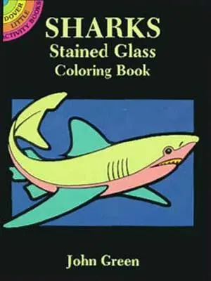 Libro para colorear con vidrieras de tiburones - Sharks Stained Glass Coloring Book