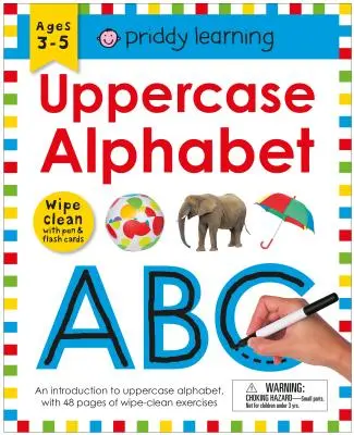 Wipe Clean Workbook: El abecedario en mayúsculas (encuadernado en espiral): Edades 3-6; Wipe-Clean con bolígrafo y tarjetas de vocabulario - Wipe Clean Workbook: Uppercase Alphabet (Enclosed Spiral Binding): Ages 3-6; Wipe-Clean with Pen & Flash Cards