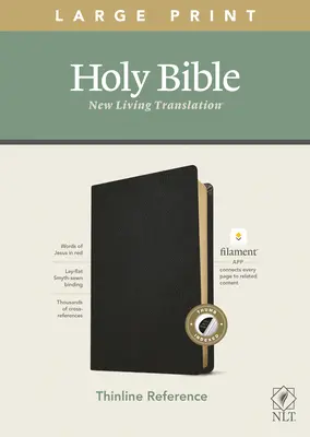 Biblia de consulta NLT, Edición con filamento (Letra roja, cuero auténtico, negro, indexada) - NLT Large Print Thinline Reference Bible, Filament Enabled Edition (Red Letter, Genuine Leather, Black, Indexed)