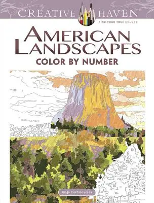 Creative Haven Paisajes Americanos Libro para colorear colorear por números - Creative Haven American Landscapes Color by Number Coloring Book