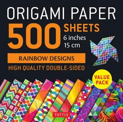 Papel origami 500 hojas Rainbow Patterns 6 (15 CM): Tuttle Origami Paper: Hojas de origami de alta calidad impresas por las dos caras con 12 diseños diferentes - Origami Paper 500 Sheets Rainbow Patterns 6 (15 CM): Tuttle Origami Paper: High-Quality Double-Sided Origami Sheets Printed with 12 Different Designs