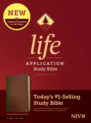 NVI Biblia de estudio de aplicación práctica, tercera edición (Letra roja, símil cuero, marrón/caoba) - NIV Life Application Study Bible, Third Edition (Red Letter, Leatherlike, Brown/Mahogany)