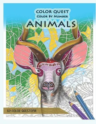 Color Quest Color by Number Animales: Jumbo libro para colorear para adultos para aliviar el estrés - Color Quest Color by Number Animals: Jumbo Adult Coloring Book for Stress Relief