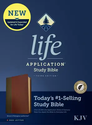 KJV Biblia de Estudio de Aplicación de la Vida, Tercera Edición (Letra Roja, Símil Piel, Marrón/Caoba, Indexada) - KJV Life Application Study Bible, Third Edition (Red Letter, Leatherlike, Brown/Mahogany, Indexed)