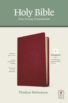 NLT Thinline Reference Bible, Filament Enabled Edition (Letra Roja, Leatherlike, Berry) - NLT Thinline Reference Bible, Filament Enabled Edition (Red Letter, Leatherlike, Berry)