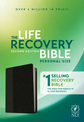 NLT Biblia Life Recovery, segunda edición, tamaño personal (símil piel, negro/níquel) - NLT Life Recovery Bible, Second Edition, Personal Size (Leatherlike, Black/Onyx)