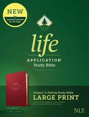 NLT Biblia de Estudio de Aplicación de la Vida, Tercera Edición, Letra Grande (Letra Roja, Símil Piel, Berry) - NLT Life Application Study Bible, Third Edition, Large Print (Red Letter, Leatherlike, Berry)