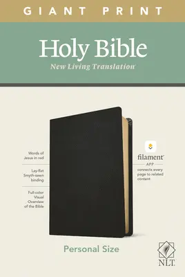 NLT Biblia de tamaño personal con impresión gigante, Edición con filamento (Letra roja, Piel auténtica, Negro) - NLT Personal Size Giant Print Bible, Filament Enabled Edition (Red Letter, Genuine Leather, Black)