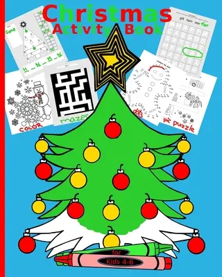 Libro de actividades de Navidad para niños de 4 a 6 años: Rompecabezas para niños Sopas de letras sencillas Páginas para colorear Dibujos de punto a punto Hombre colgado alternativo Decorat - Christmas Activity Book for Kids 4-6: Brain Teaser for kids Simple Word Search puzzles Coloring pages Dot-to-dot drawings Hang man alternative Decorat