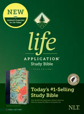 NLT Biblia de Estudio de Aplicación de la Vida, Tercera Edición (Letra roja, símil cuero, Floral verde azulado, Indexada) - NLT Life Application Study Bible, Third Edition (Red Letter, Leatherlike, Teal Floral, Indexed)