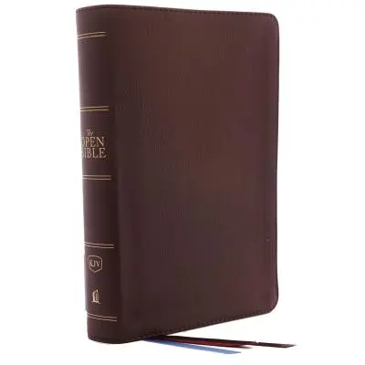 KJV, Biblia abierta, cuero auténtico, marrón, edición con letras rojas, impresión confort: Sistema de referencia completo - The Kjv, Open Bible, Genuine Leather, Brown, Red Letter Edition, Comfort Print: Complete Reference System