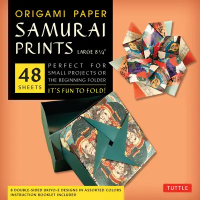 Papel origami - Samurai Prints - Grande 8 1/4 - 48 hojas: Papel Origami Tuttle: Hojas de origami de alta calidad impresas con 8 diseños diferentes: Instrucción - Origami Paper - Samurai Prints - Large 8 1/4 - 48 Sheets: Tuttle Origami Paper: High-Quality Origami Sheets Printed with 8 Different Designs: Instruct