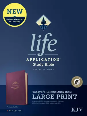 Biblia de estudio KJV Life Application, tercera edición, letra grande (letra roja, símil cuero, púrpura, indexada) - KJV Life Application Study Bible, Third Edition, Large Print (Red Letter, Leatherlike, Purple, Indexed)